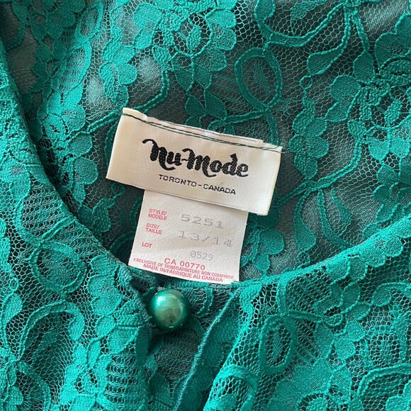 80s Nu Mode Green Lace Dress <3 - Picture 6 of 6
